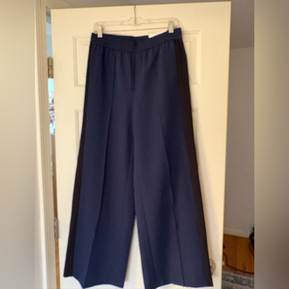 On 34th Women’s Mid Rise Side Stripe  Wide Leg Pants In Intrepid Blue.  Sz M